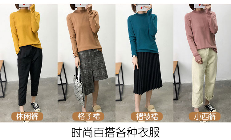 Eideline áo sơ mi cổ cao nửa cổ cao Áo len nữ dài tay thon gọn áo len mùa thu đông mới áo len nữ công sở