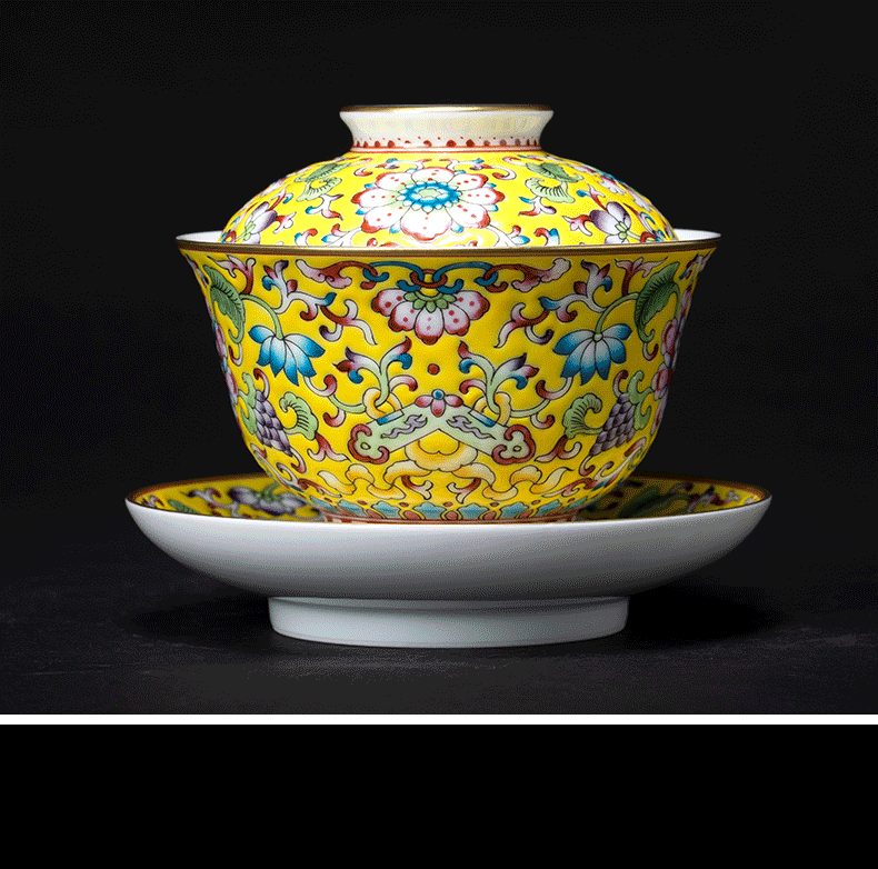 Jingdezhen tea colored enamel see colour tea tureen large hand - made bowl bowl kung fu tea set