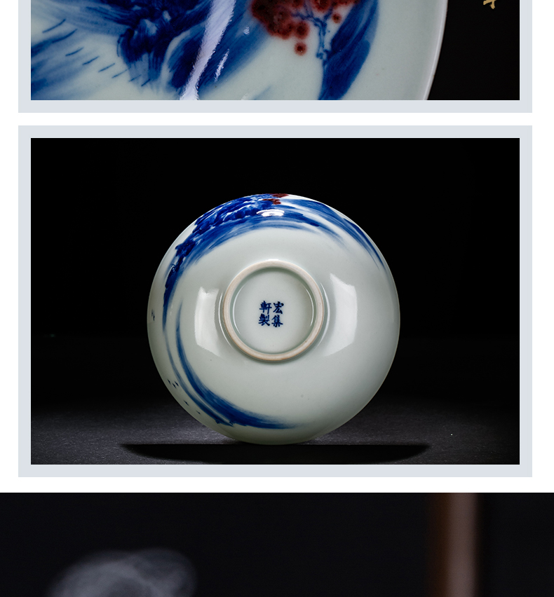 Blue and white tea youligong landscape, jingdezhen ceramic masters cup single CPU kung fu tea cups sample tea cup tea cup