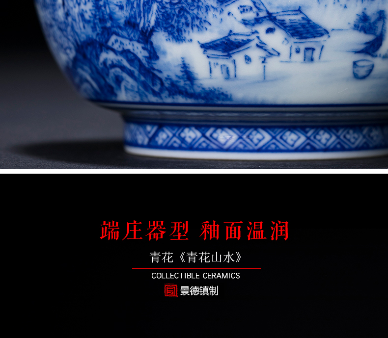 Kung fu masters cup ceramic cups jingdezhen blue and white landscape tea sample tea cup, hand draw archaize ceramics by hand