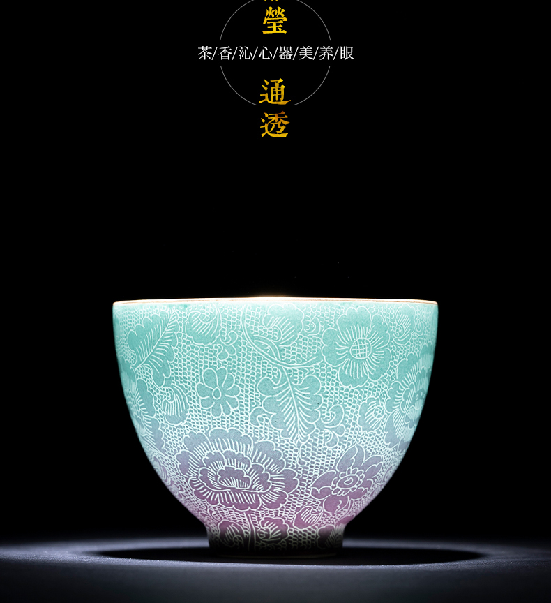 The Master cup noggin carmine pick flowers, jingdezhen ceramic sample tea cup single CPU pastel gradient kung fu tea cups