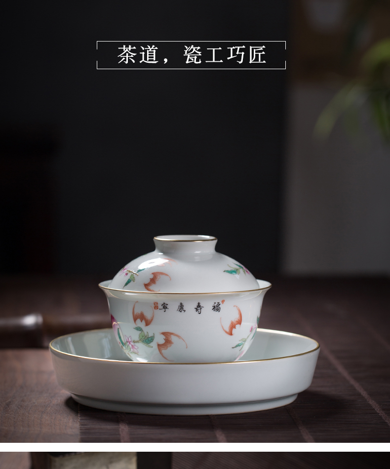 Hand made enamel pastel color only three tureen tea cups jingdezhen ceramics by Hand make tea bowl large single peach