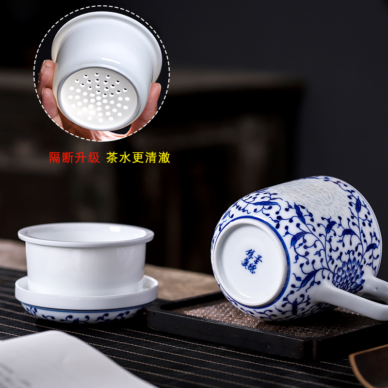 Jingdezhen ceramic cup every hatch cover cup all hand man high - capacity office teacups hand - made porcelain linglong cup