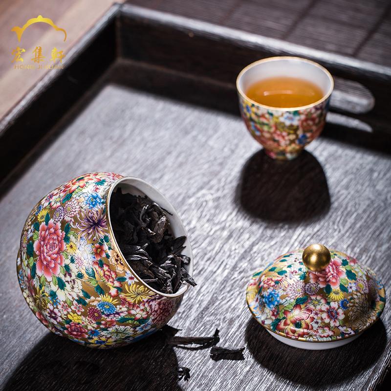 Jingdezhen ceramic tea pot colored enamel flower paint wake receives stock POTS sealed tank tea accessories
