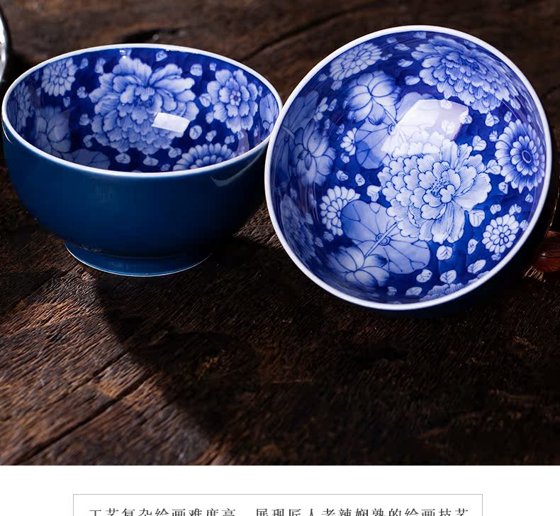 Small kung fu masters cup single cup of jingdezhen ceramic cups ji indigo flowers sample tea cup hand - made within individual use