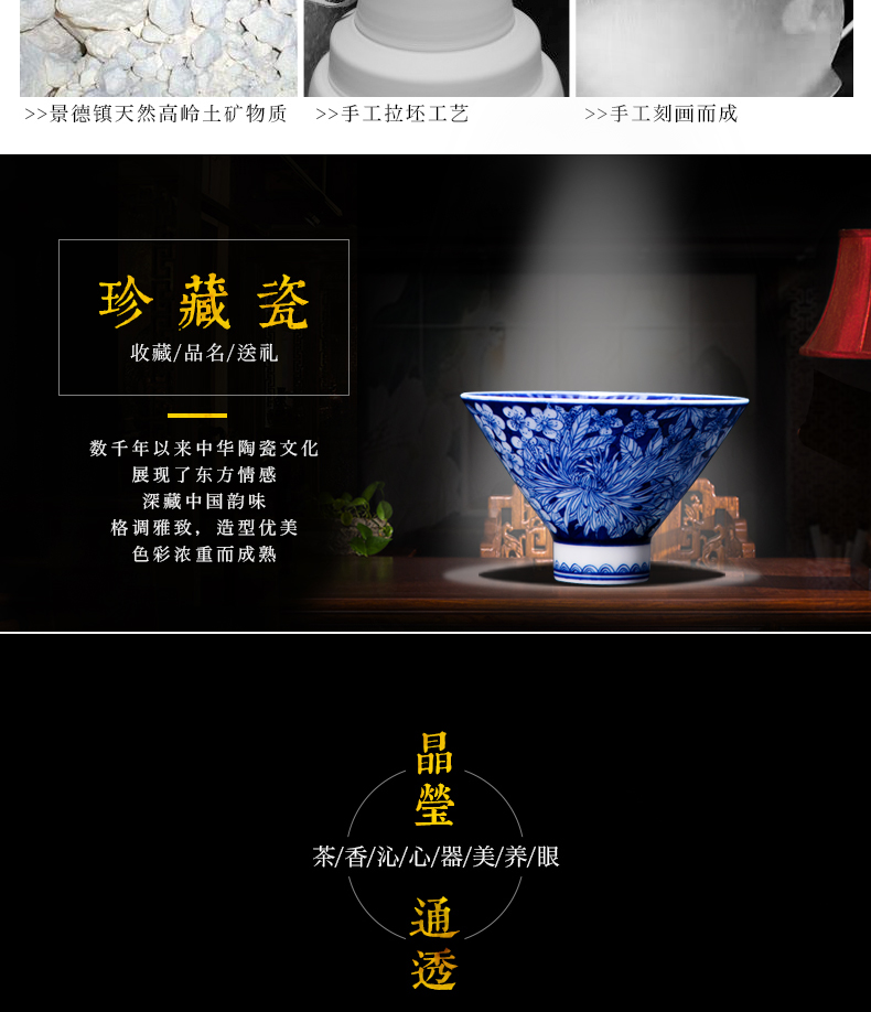 Hat cup hand - made porcelain teacup noggin jingdezhen kung fu tea set archaize ceramic cups master cup single CPU