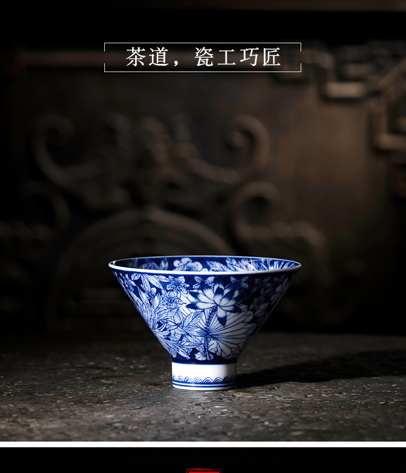 Hat cup hand - made porcelain teacup noggin jingdezhen kung fu tea set archaize ceramic cups master cup single CPU