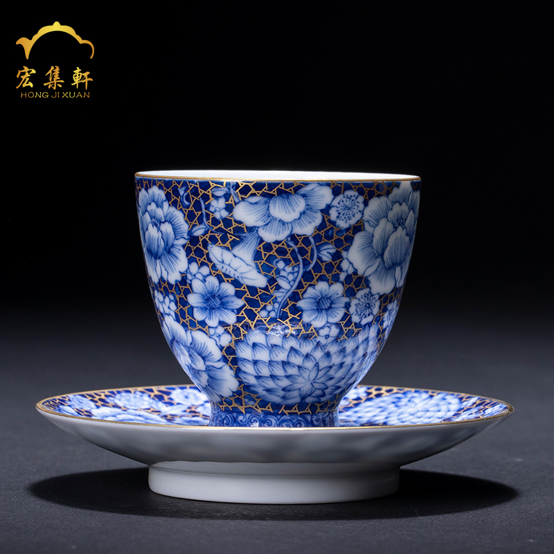 The see colour flower jingdezhen blue and white hand sample tea cup kung fu tea cups checking ceramic masters cup personal single CPU