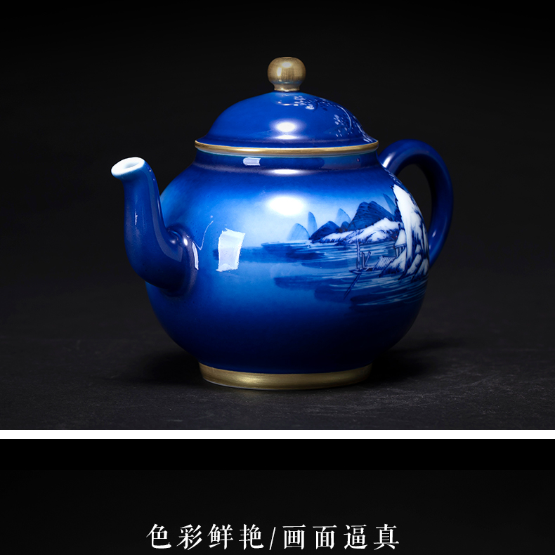 The teapot jingdezhen blue and white snow fuels The hand - made porcelain teapot single pot of kung fu tea pot all hand tea pot