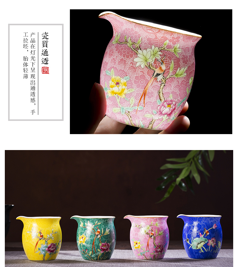 Jingdezhen hand - made steak fair flower tea cups apparatus famille rose porcelain sea birds and flowers and a cup of tea