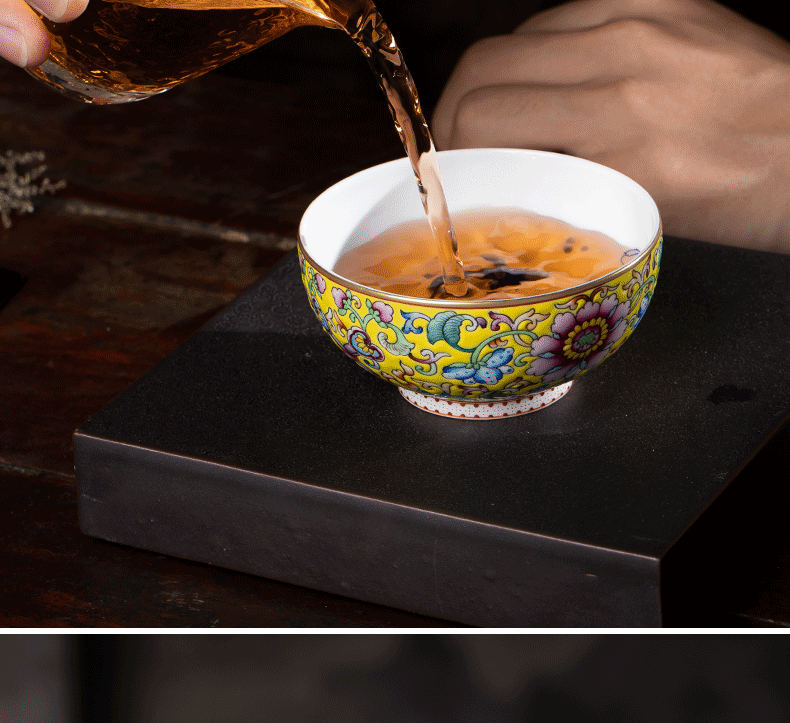 Jingdezhen kung fu tea master cup single cup small teacups hand - made personal colored enamel cup cup sample tea cup tea cups