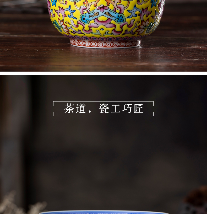 Jingdezhen tea kungfu tea set within the colored enamel cup blue butterfly masters cup single cup sample tea cup tea cup