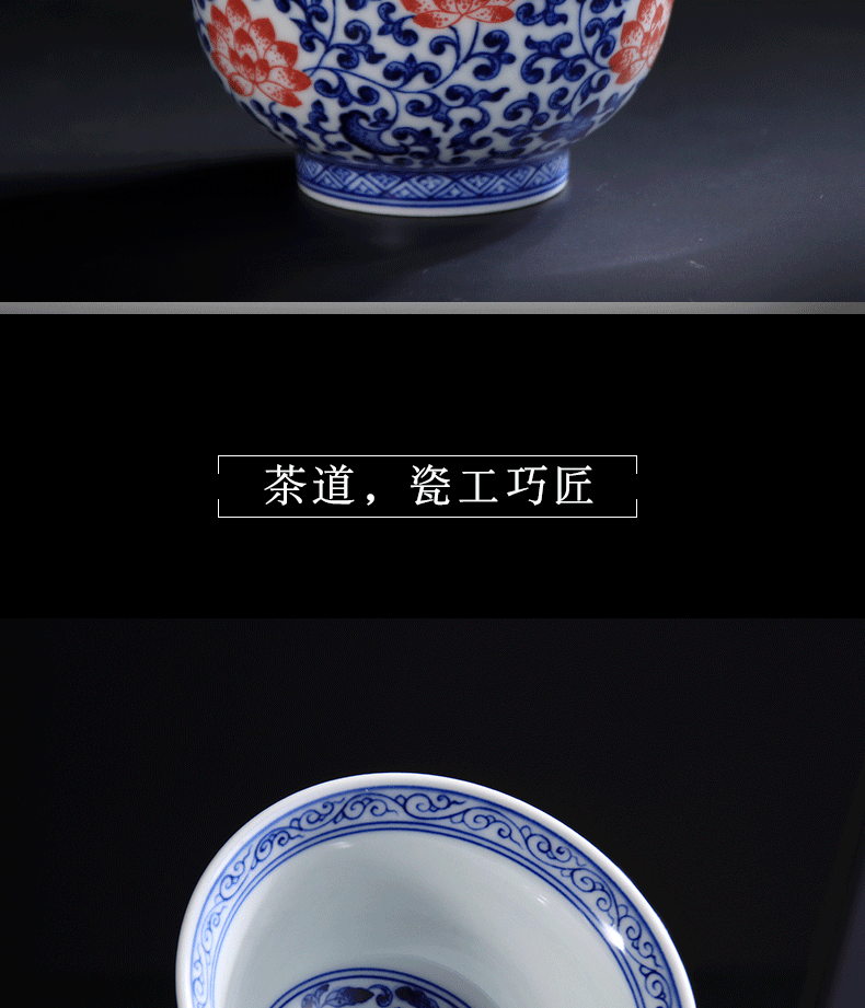 Pure manual hand - made ceramic masters cup of jingdezhen blue and white porcelain teacup single cup sample tea cup individual cup pressure hand cup