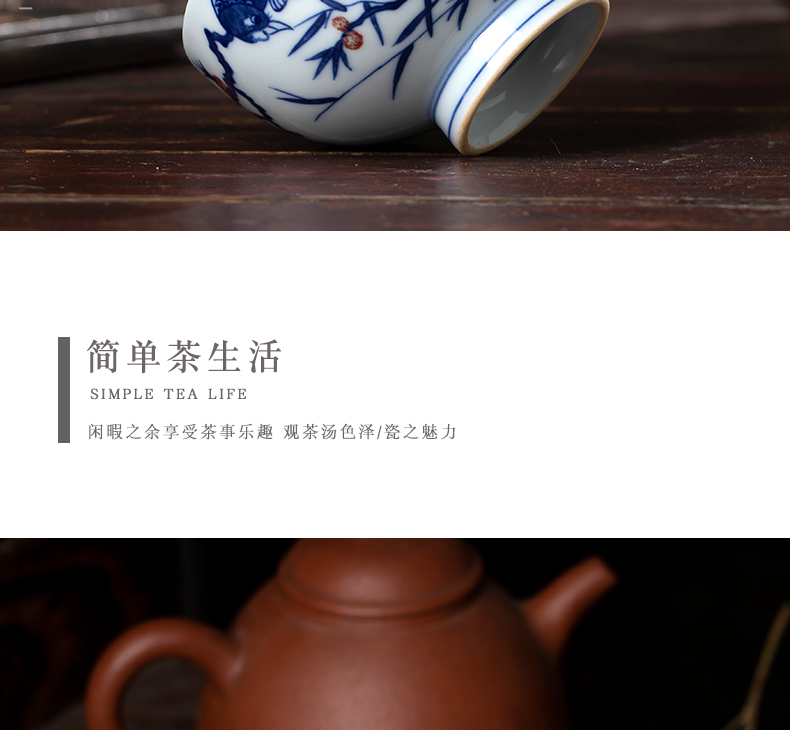 Jingdezhen ceramic kung fu tea sample tea cup antique hand - made blue pay-per-tweet name plum flower meditation a cup of tea cups