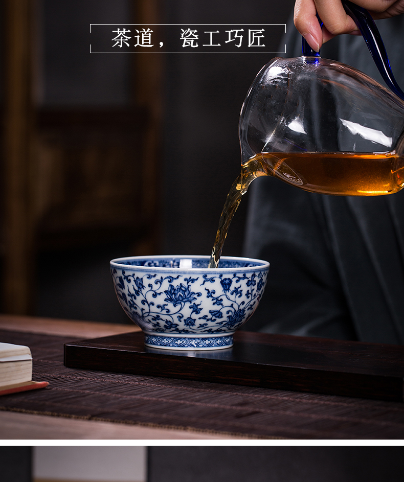 Jingdezhen porcelain bowl maintain burn all hand made bound branch lotus master cup single cup than nine calcinations spring breeze auspicious jade