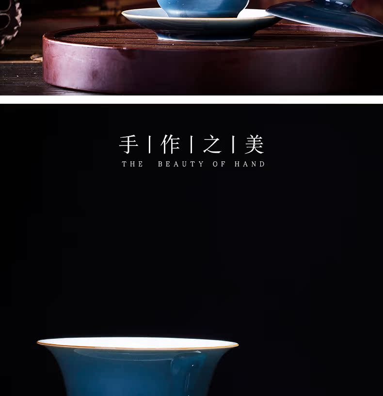To use tureen large tea sets jingdezhen ceramic blue mercifully only three hand Bowl kung fu ji the qing offering a cup of tea cups