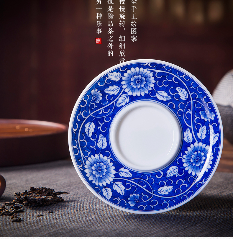 Tureen tea cups of jingdezhen ceramic only three large blue and white tea cup bowl hand - made ancient bowl lotus flower