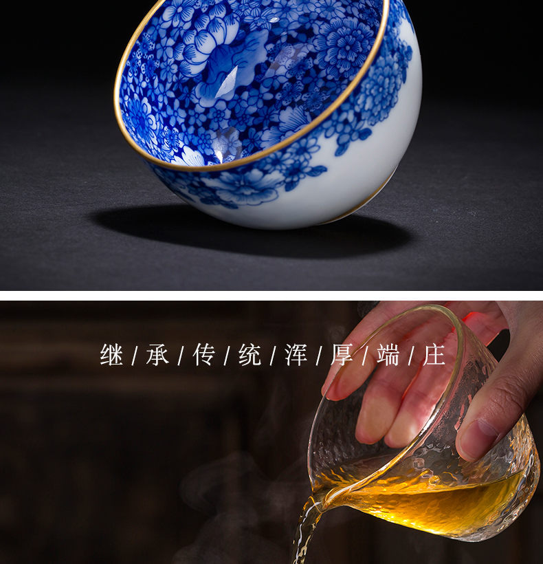 The Master cup single CPU jingdezhen ceramic tea set small checking sample tea cup personal of blue and white porcelain cup kunfu tea cups