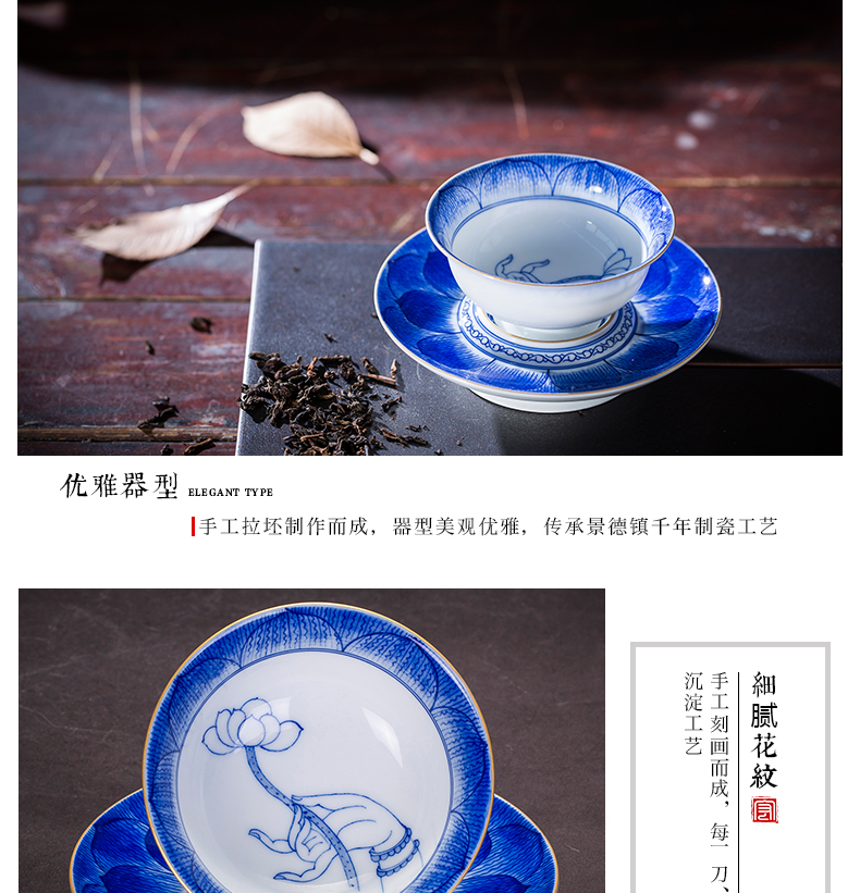 Master kung fu tea sample tea cup of blue and white porcelain of jingdezhen ceramic cup single cup, small cup bowl household utensils