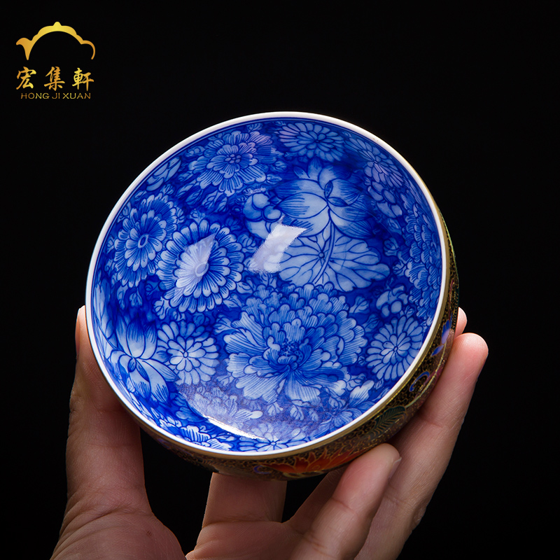 Colored enamel craft glass of jingdezhen ceramic cups tea kungfu to use master cup single cup paint sample tea cup