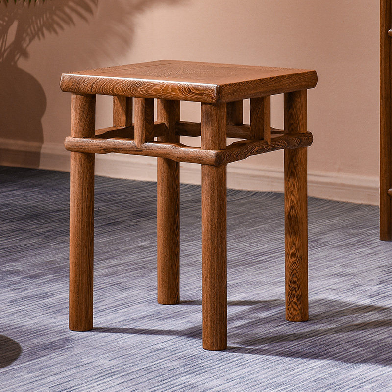 Chicken wing wood square stool solid wood Chinese sofa stool low stool bench chair antique home small wooden stool mahogany shoe changing stool
