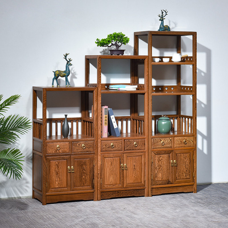 Mahogany bookcase bookshelf combination solid wood chicken wing wood study furniture display cabinet rack storage cabinet storage cabinet