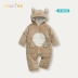 Pei yêu trẻ sơ sinh mùa đông quần áo san hô lông cừu jumpsuit em bé độn đồ ngủ ra quần áo cotton quần áo cho bé Áo liền quần