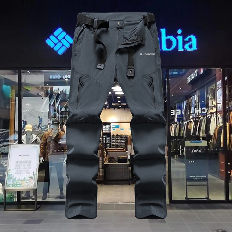 Outdoor Sports Quick-Dry Pants for Men, Spring and Summer Thin Breathable Zippered Multi-Pocket Straight-Leg Long Pants, Cycling and Hiking Pants