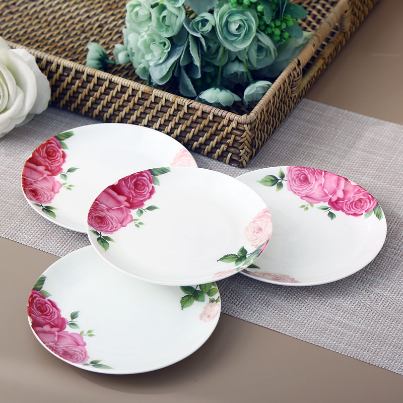 6-inch dish plate Home ceramic flat plate 4 snack plates Spit bone small plates Cold dish plate Bone plate