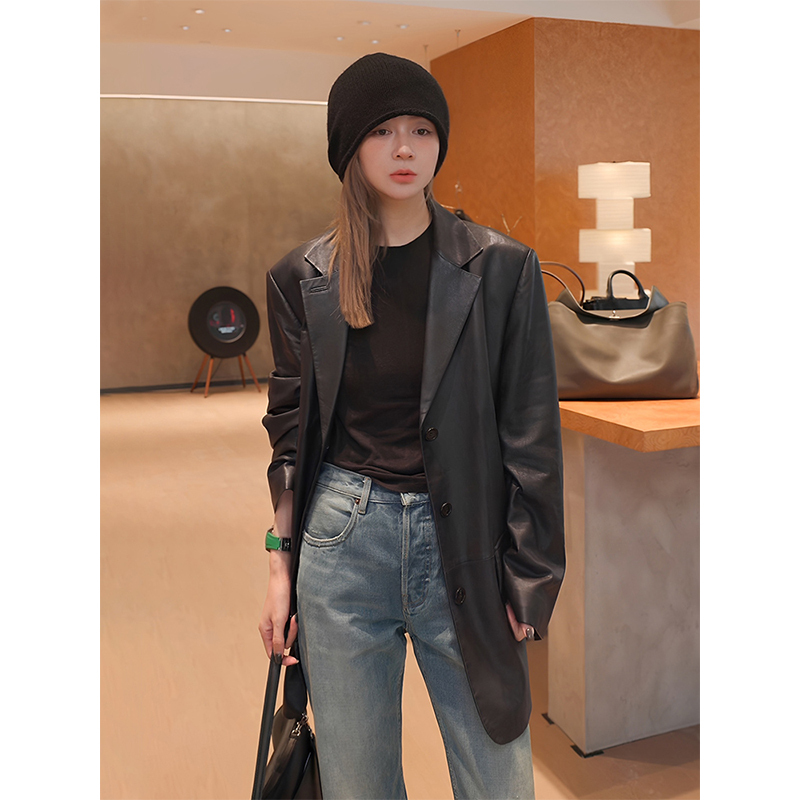 【Mzx Studio】"Goatskin Lapel Suit" Leather Suit Jacket Wtc261593M 【Mzx Studio】"Goatskin Lapel Suit" Leather Suit Jacket Wtc261593M