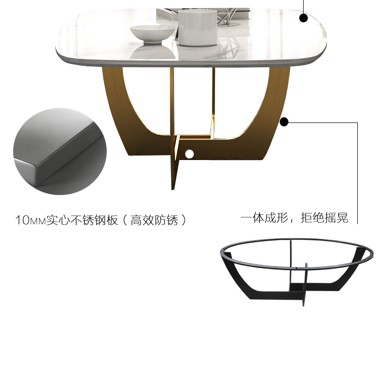 Bàn cà phê Bắc Âu đá cẩm thạch hiện đại tối giản thiết kế nội thất hình chữ nhật thiết kế sáng tạo phòng khách bằng thép không gỉ - Bàn trà bàn ghế phòng khách