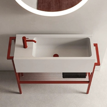 Simple modern floor-standing Corian integrated bathroom washbasin cabinet combination washbasin bathroom mirror cabinet