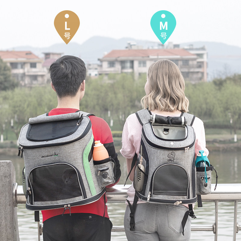 Qisheng increases pet backpack four seasons breathable warm cat bag out bag foldable portable shoulder dog backpack