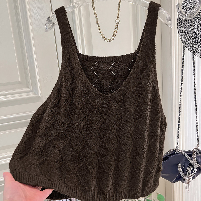 Boutique Relaxed Style Rhombus Pattern Fashionable Sweater Vest for Women 2026 Autumn New Model E575