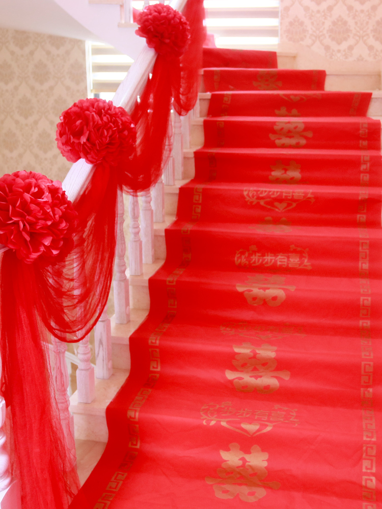 Pull flower yarn curtain suit Wedding red yarn Wedding stair handrail decoration New house wedding room decoration Wedding supplies Daquan
