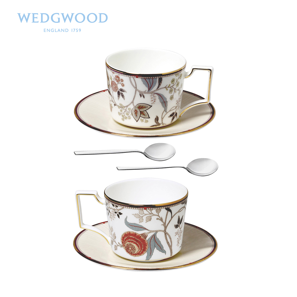 Wedgwood Pashmina Bohemian ipads China tea coffee cup 2 disc 2 tablespoons set suits for European - style coffee