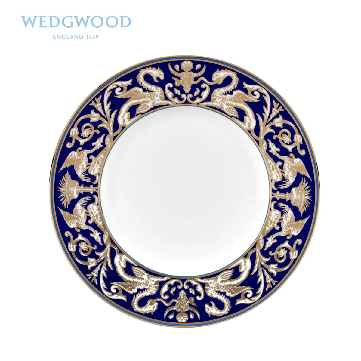 Wedgwood Renaissance Gold Golden Fan Hua 23CM bone porcelain flat plate (blue disk) western tableware
