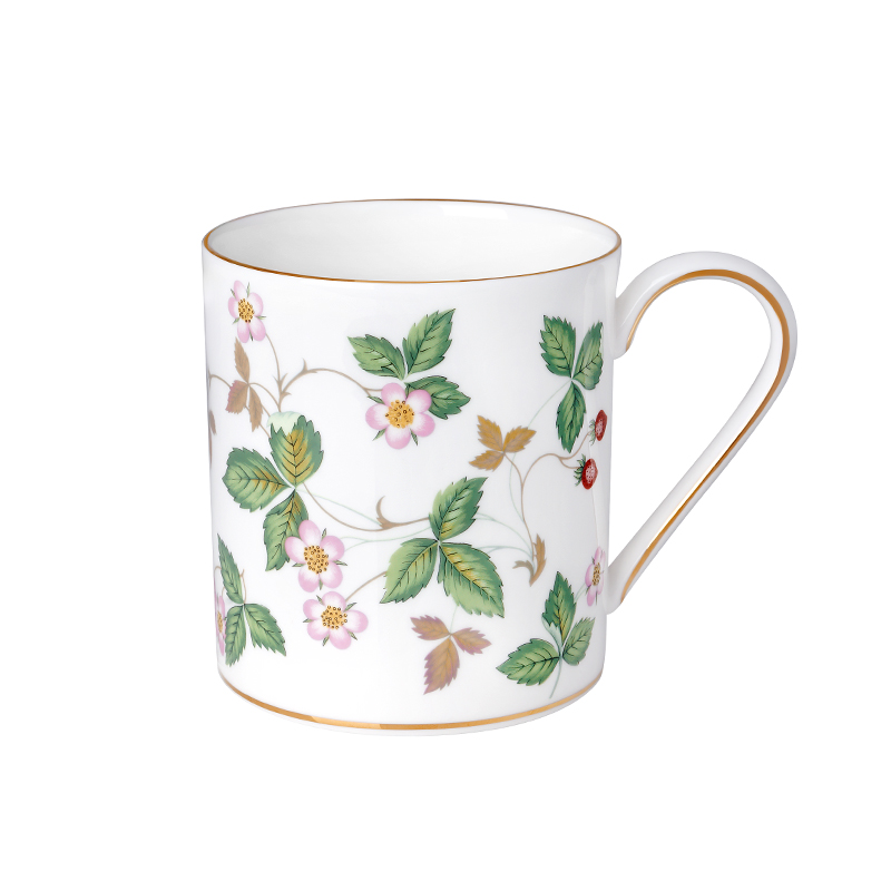 Wedgwood Wild Strawberry Wild strawberries with cover large cups + WMF teaspoons English ipads China cups