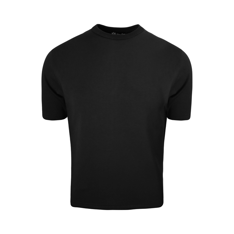 Epower Presents "Acetate Slim Tee" Blended Modal Acetate Fitted Regular Shoulder Black T-Shirt