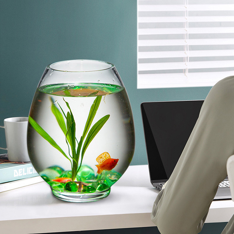 Creative fish tank aquarium aquarium round glass goldfish tank living