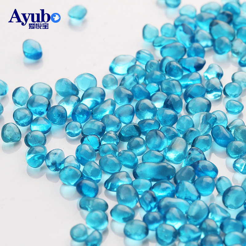Aiyue Bao fish tank decorative glass sand aquarium landscaping decoration fish tank bottom sand sea blue colored stone a pound