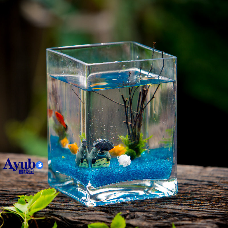 [USD 18.07] Square Glass Fish Tank Creative Mini Gold Fish Tank Bucket