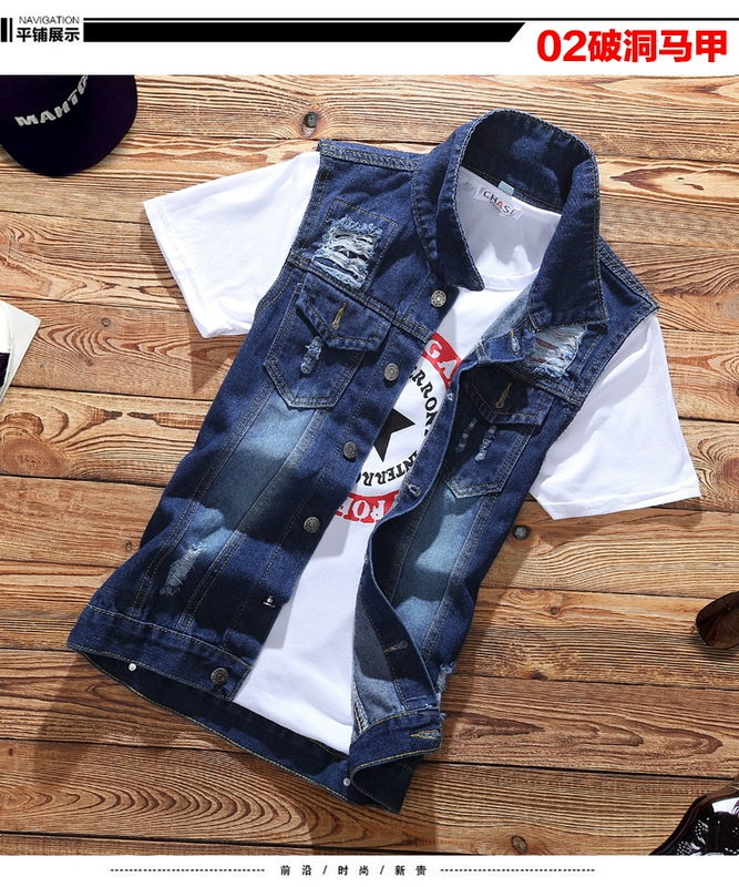 2019 mới mỏng mùa xuân và mùa hè nam phiên bản Hàn Quốc của vest denim phù hợp với xu hướng giản dị Slim đẹp trai áo khoác giản dị - Dệt kim Vest