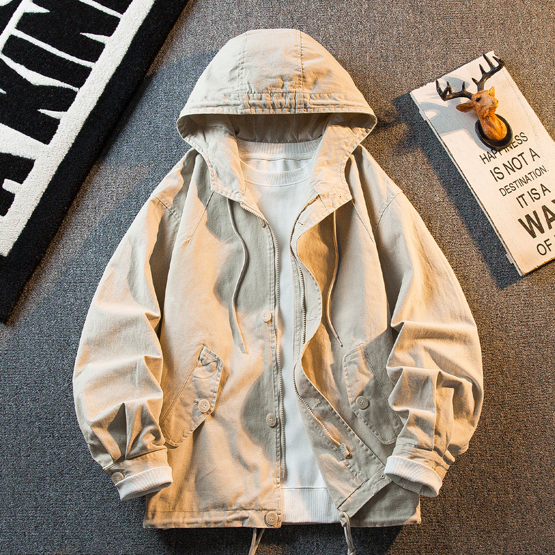 Hpcp American Retro Pure Cotton Drawstring Hooded Hunting Jacket Men's Autumn and Winter Loose Washed Thickened Work Jacket
