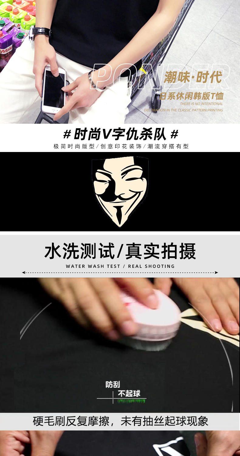 凯恒千色  夏季男士纯棉短袖T恤 图2