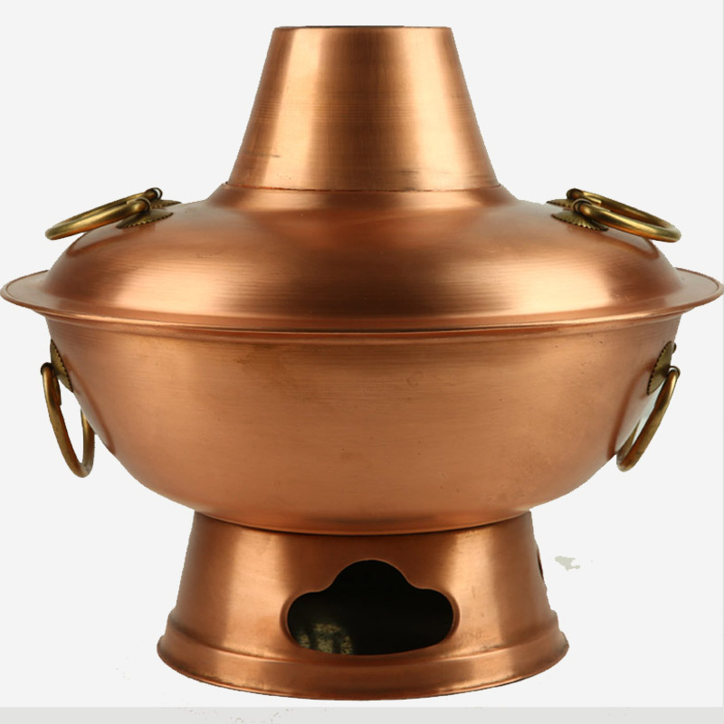 Special thick copper hot pot Charcoal copper hot pot Old-fashioned copper hot pot Household pure copper old Beijing hot pot stove Mandarin duck