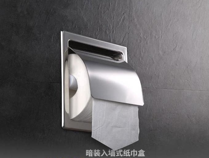 Hide embedded tissue box 304 stainless steel drum toilet paper rack concealed in wall-style toilet paper rack bathroom rolls toilet paper box