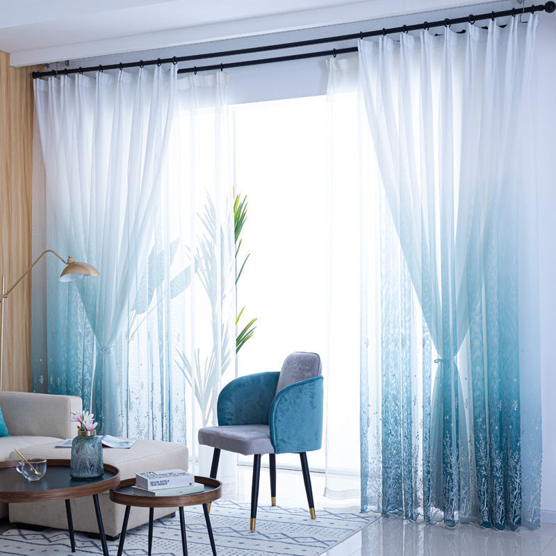 White Gradient Sheer Curtains, Light-Transmitting but Not See-Through, Simple Double-Layer Integrated Curtains for Living Room, Bedroom, Balcony, New Style