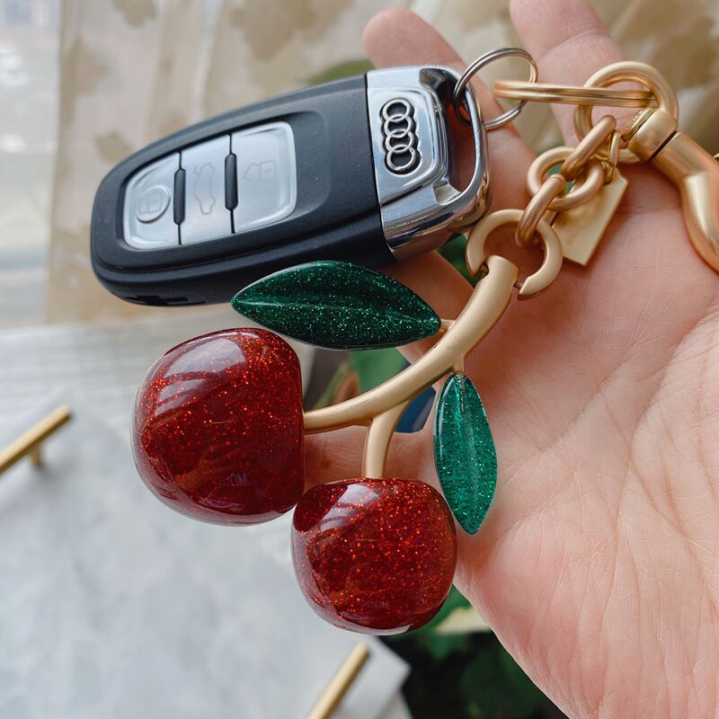 Co ‍ Ach Cherry Keychain Car Key Chain Korean Cute Female Car Key Pendant Creative Bag Accessory