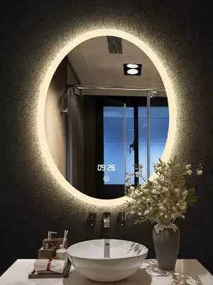 Borun explosion-proof oval smart bathroom mirror Powder room LED light mirror Wall-mounted sink toilet luminous round mirror